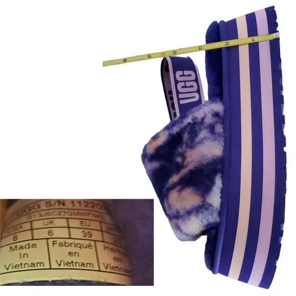 New Ugg disco slide stripe graphic strap platform slippers sandals violet night