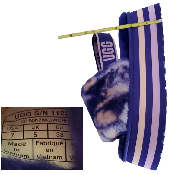 New Ugg disco slide stripe graphic strap platform slippers sandals violet night