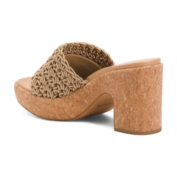 NEW VINCE Nicki Crochet Platform Heel Sandals sand 1065mn