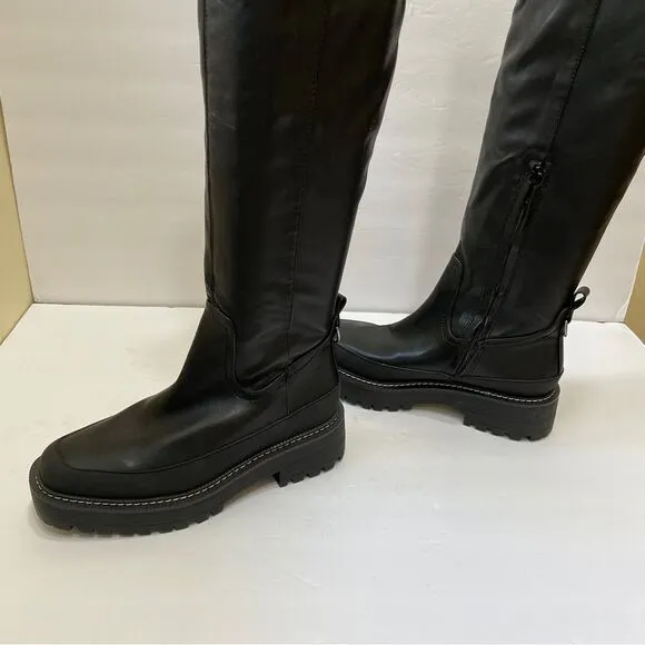 NEW WITHOUT TAGS SAM EDELMAN LERUE TALL RIDING BOOTS IN BLACK VEGAN LEATHER