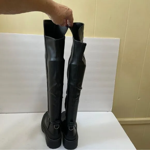 NEW WITHOUT TAGS SAM EDELMAN LERUE TALL RIDING BOOTS IN BLACK VEGAN LEATHER