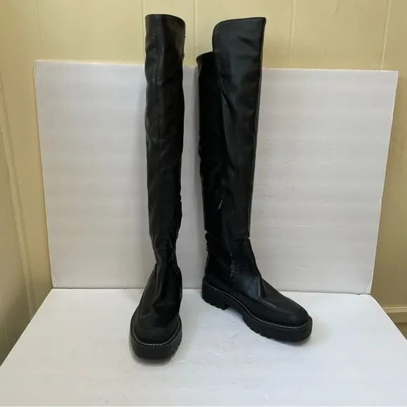 NEW WITHOUT TAGS SAM EDELMAN LERUE TALL RIDING BOOTS IN BLACK VEGAN LEATHER