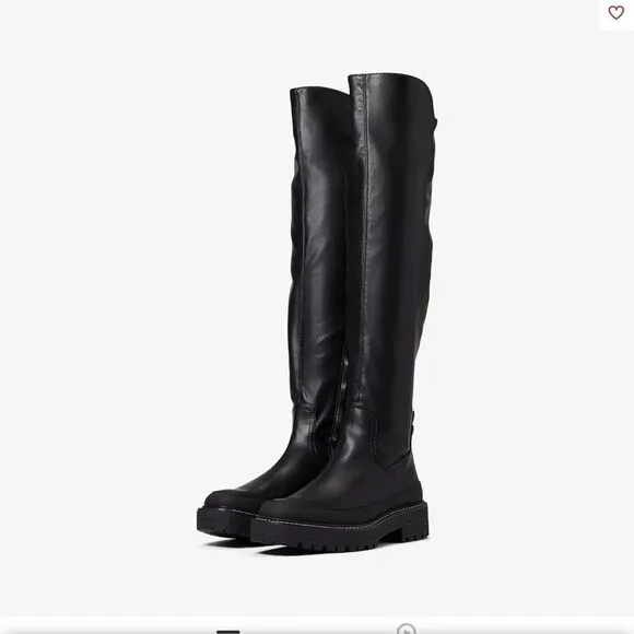 NEW WITHOUT TAGS SAM EDELMAN LERUE TALL RIDING BOOTS IN BLACK VEGAN LEATHER