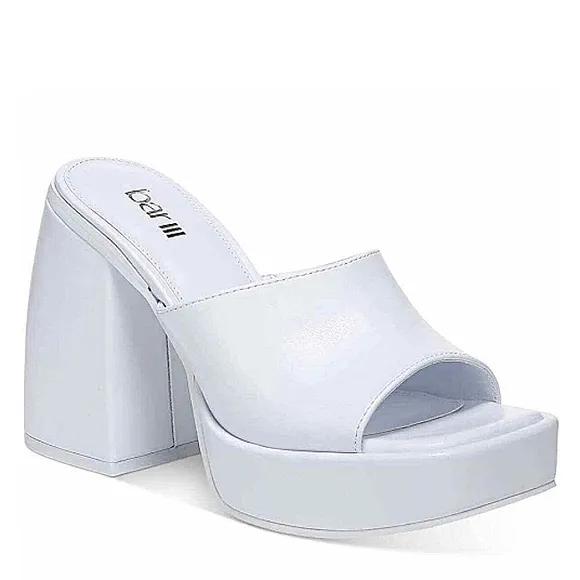 New w/o Box Bar III Nessa White Sculpted Heel Slip-on Platform Sandals Size 9