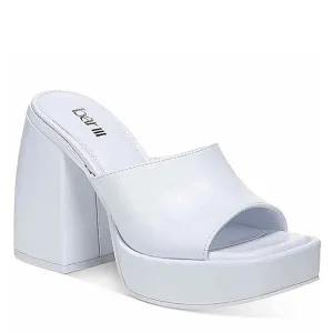 New w/o Box Bar III Nessa White Sculpted Heel Slip-on Platform Sandals Size 9