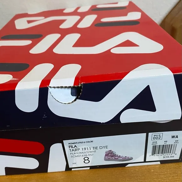 New Women’s Fila Tarp 1911 Tie Dye Pastel Lavender High top Hi-top Shoes Size 8