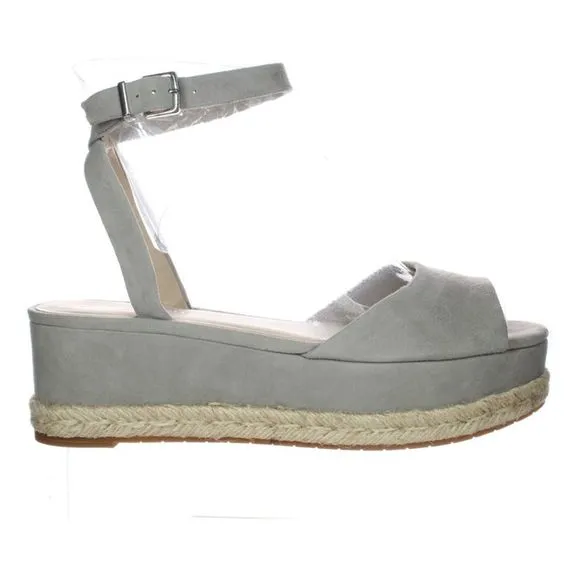 New Kenneth Cole Womens Lorelei Grey Suede Espadrilles Sandals Size 9.5