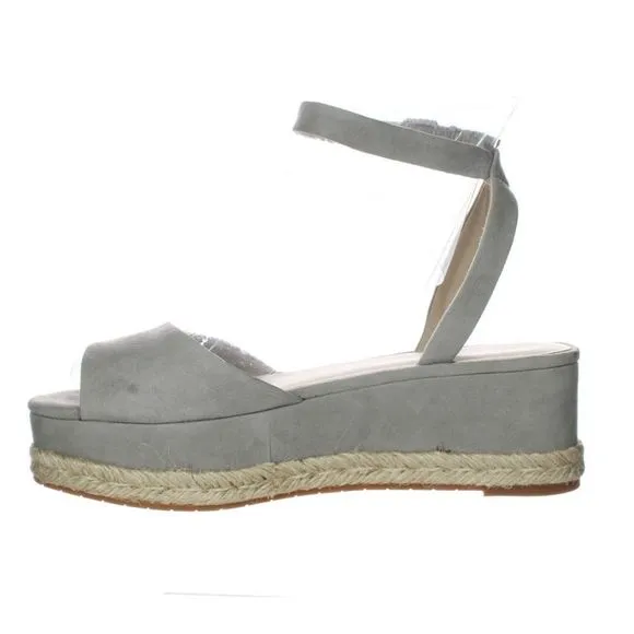 New Kenneth Cole Womens Lorelei Grey Suede Espadrilles Sandals Size 9.5