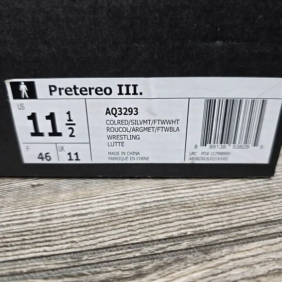 NIB Adidas Pretereo III Red/White Wrestling Shoes Retail $129.99 Men's Size 11.5