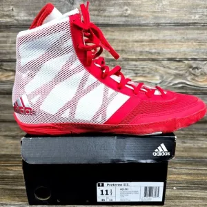 NIB Adidas Pretereo III Red/White Wrestling Shoes Retail $129.99 Men's Size 11.5
