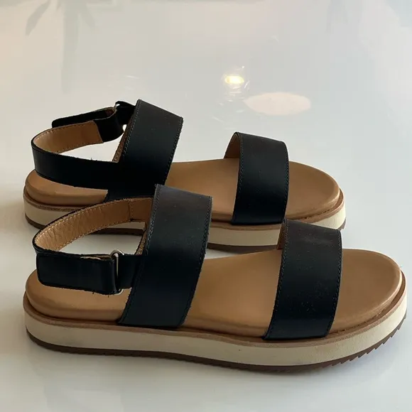 NIB Anthropologie Nisolo Go-To Platform Sandals in Black Sz 6.5
