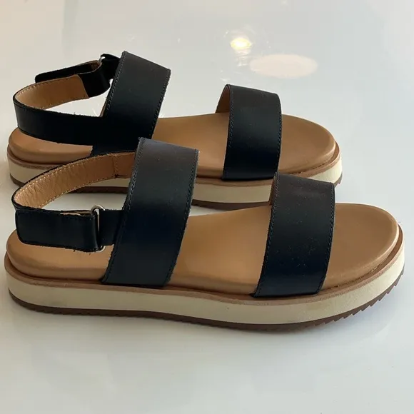 NIB Anthropologie Nisolo Go-To Platform Sandals in Black Sz 6.5