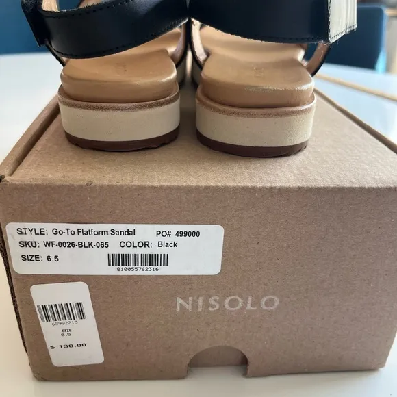 NIB Anthropologie Nisolo Go-To Platform Sandals in Black Sz 6.5