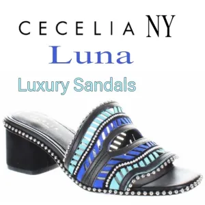 NIB Cecelia New York Luna Metalic Beads Slide Low Heel Luxury 👡 Sandal