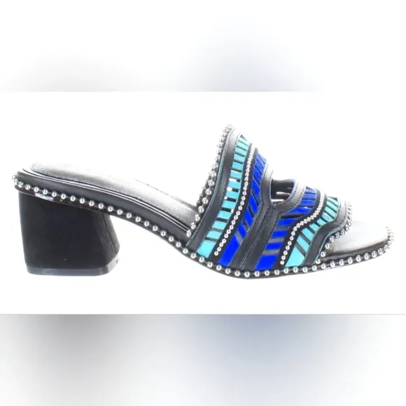 NIB Cecelia New York Luna Metalic Beads Slide Low Heel Luxury 👡 Sandal