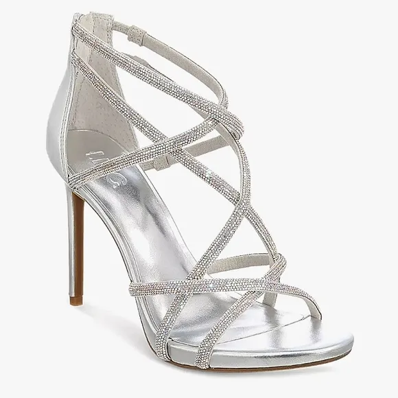 NIB Inc International Concepts Nellemi Silver Strappy Platform Dress Sandal