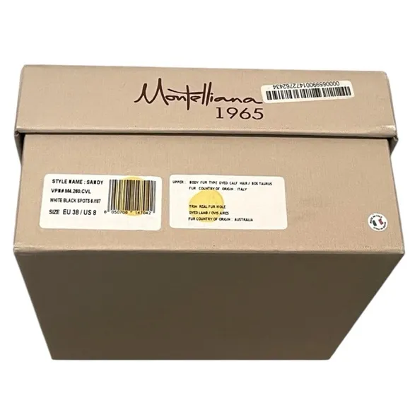 NIB Montelliana 1965 Sandy High Top Sneaker Boots Cow Spot Calf Fur Size 8