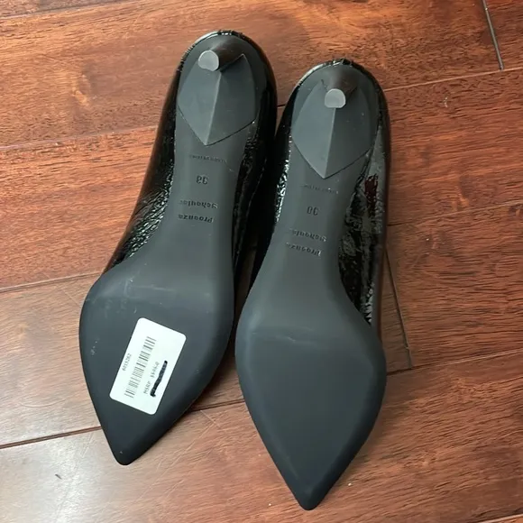 NIB Proenza Schouler Italy Toscana Black Textured Patent Leather Pump Heels 38