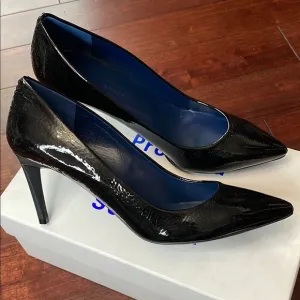 NIB Proenza Schouler Italy Toscana Black Textured Patent Leather Pump Heels 38