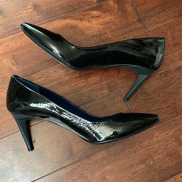 NIB Proenza Schouler Italy Toscana Black Textured Patent Leather Pump Heels 38
