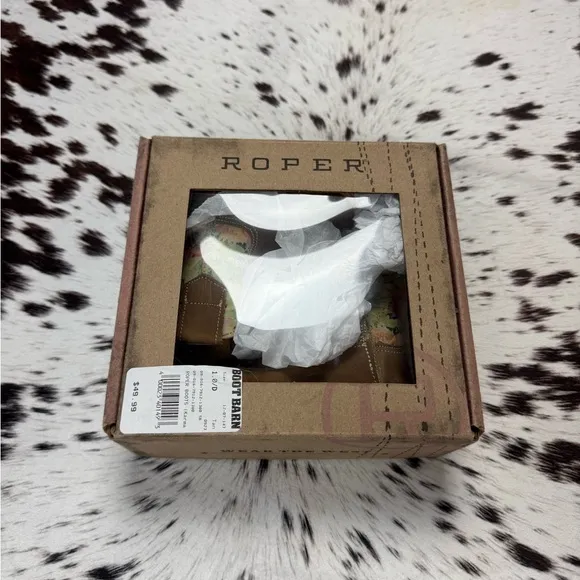 NIB Roper Brown and Floral Western Baby Boots Sz 1