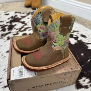 NIB Roper Brown and Floral Western Baby Boots Sz 1