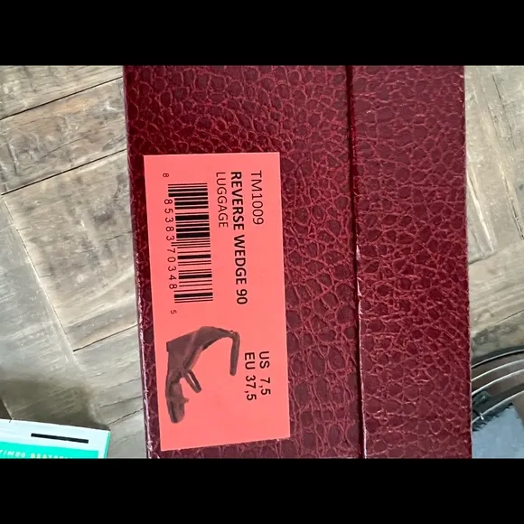 NIB Tamara Mellon Reverse Wedge 90 Luggage leather