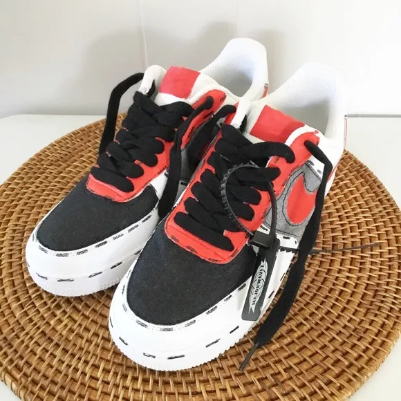 Nike Air Force 1 07 Custom Shoes Size 8 Mens 9.5 Womens White, Red &amp; Black