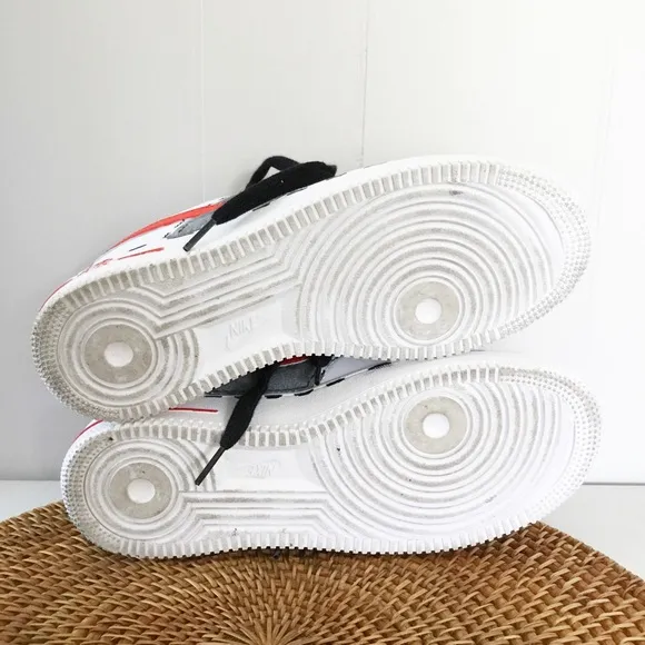 Nike Air Force 1 07 Custom Shoes Size 8 Mens 9.5 Womens White, Red &amp; Black