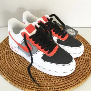 Nike Air Force 1 07 Custom Shoes Size 8 Mens 9.5 Womens White, Red &amp; Black
