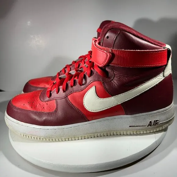 Nike Air Force 1 AF1 Mens Shoes Basketball Sneaker Size 14 Red Maroon Mid Custom