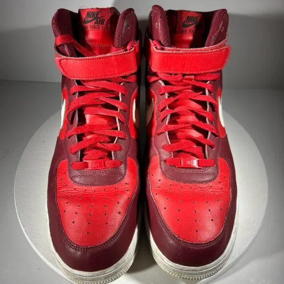 Nike Air Force 1 AF1 Mens Shoes Basketball Sneaker Size 14 Red Maroon Mid Custom