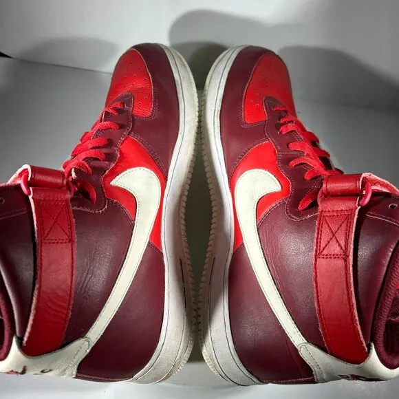 Nike Air Force 1 AF1 Mens Shoes Basketball Sneaker Size 14 Red Maroon Mid Custom