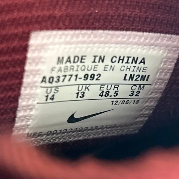 Nike Air Force 1 AF1 Mens Shoes Basketball Sneaker Size 14 Red Maroon Mid Custom