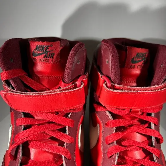 Nike Air Force 1 AF1 Mens Shoes Basketball Sneaker Size 14 Red Maroon Mid Custom