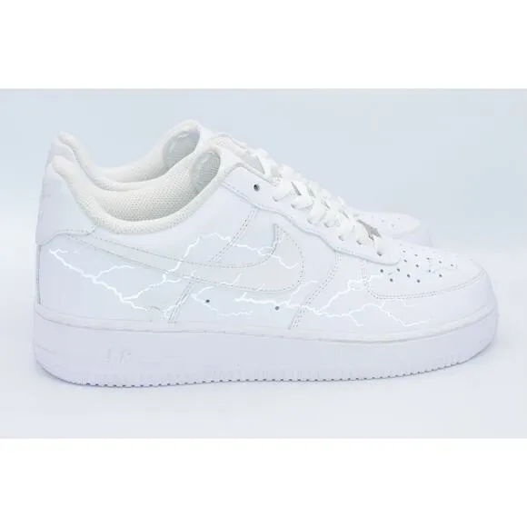 Nike Air Force 1 AF1 NEW Design White Reflective Lightning Custom Shoes 10.5