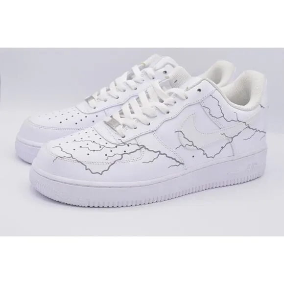 Nike Air Force 1 AF1 NEW Design White Reflective Lightning Custom Shoes 10.5
