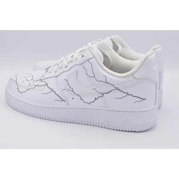 Nike Air Force 1 AF1 NEW Design White Reflective Lightning Custom Shoes 10.5