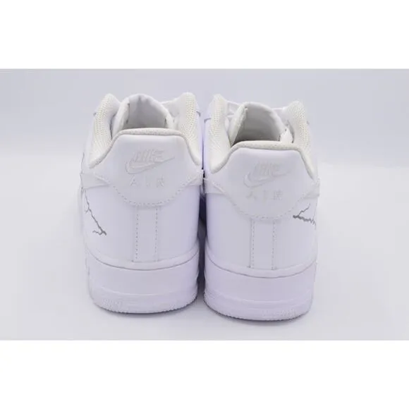 Nike Air Force 1 AF1 NEW Design White Reflective Lightning Custom Shoes 10.5