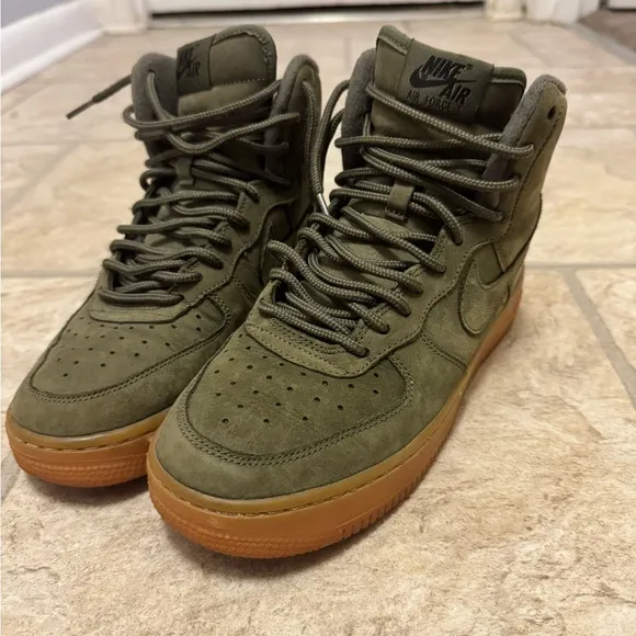 Nike Air Force 1 High Top Sneakers - Olive Green