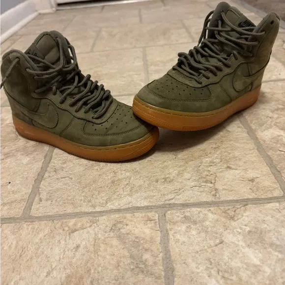 Nike Air Force 1 High Top Sneakers - Olive Green
