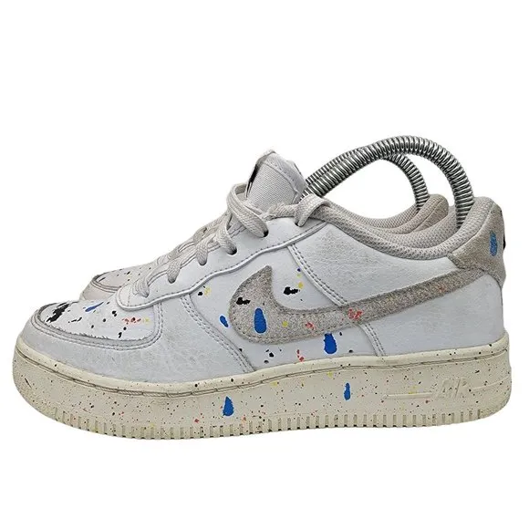 Nike Air Force 1 LV8 3 GS Paint Splatter Womens 6.5 - Kids 5Y White DJ2598-100