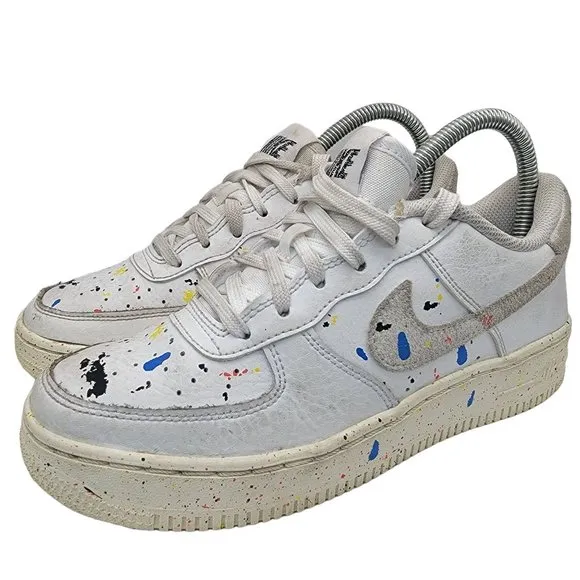 Nike Air Force 1 LV8 3 GS Paint Splatter Womens 6.5 - Kids 5Y White DJ2598-100