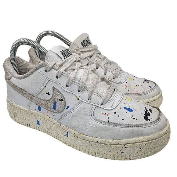 Nike Air Force 1 LV8 3 GS Paint Splatter Womens 6.5 - Kids 5Y White DJ2598-100