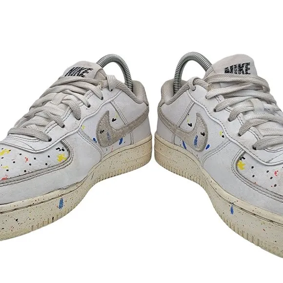 Nike Air Force 1 LV8 3 GS Paint Splatter Womens 6.5 - Kids 5Y White DJ2598-100