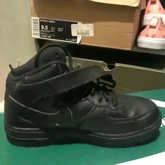 Nike Air Force 1 Mid (PS) Hi Top Black Shoes U.S 1Y Basketball 314196004
