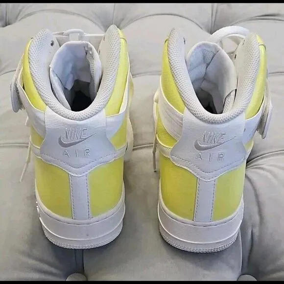 Nike Air Force Leather Custom Painted Yellow High Top Athletic Mens Shoes 9.5