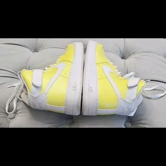 Nike Air Force Leather Custom Painted Yellow High Top Athletic Mens Shoes 9.5