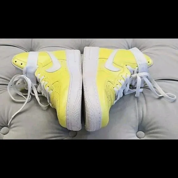 Nike Air Force Leather Custom Painted Yellow High Top Athletic Mens Shoes 9.5