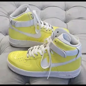 Nike Air Force Leather Custom Painted Yellow High Top Athletic Mens Shoes 9.5